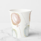 Gobelets En Papier Révélation de genre des ballons rose et bleu (Recto)