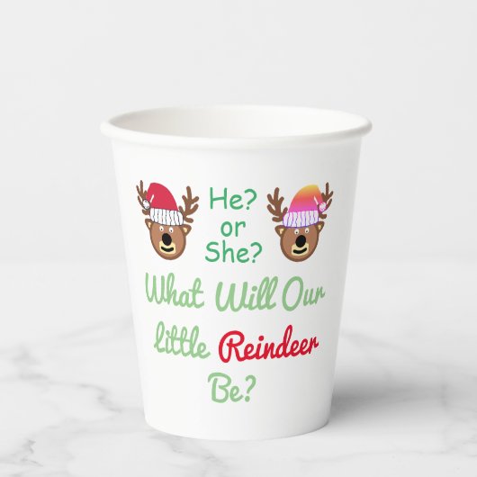 Gobelets En Papier Révélation de genre Reindeer (Recto)