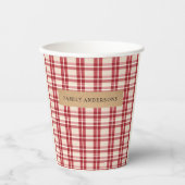 Gobelets En Papier Révère rustique | Embracer la ferme rouge Plaid (Recto)