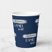 Gobelets En Papier Revue d'anniversaire moderne Couverture bleu argen (Recto)