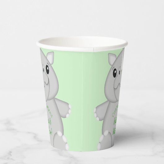 Gobelets En Papier Rhino Baby shower vert (Droite)