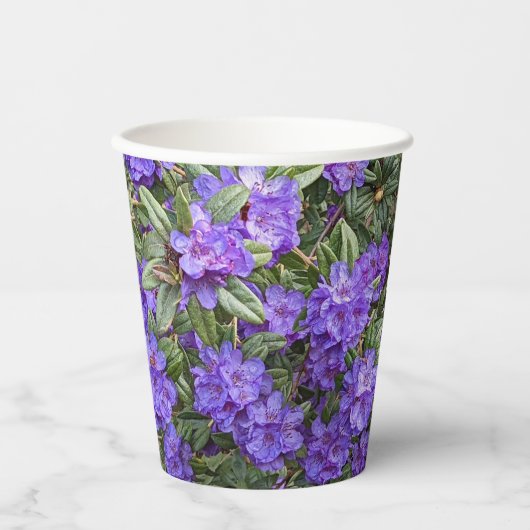 Gobelets En Papier Rhododendron pourpre fleurit (Recto)