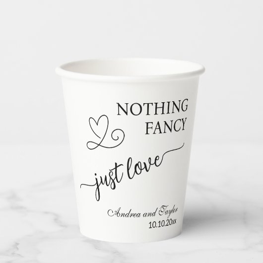 Gobelets En Papier Rien De fantaisie Juste Aimer Élégant Mariage (Recto)