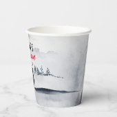 Gobelets En Papier Rinde d'hiver Aquarelle gris rustique Anniversaire (Verso)