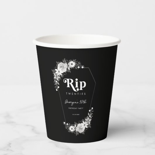 Gobelets En Papier Rip To My Twenties Black 30th Birthday Party (Recto)