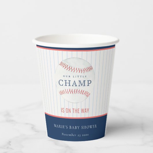 Gobelets En Papier Robe Cute Notre Baby shower De Baseball Little Cha (Recto)