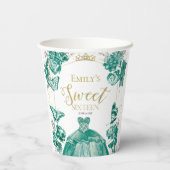 Gobelets En Papier Robe douce 16 Napkins Papillon émeraude verte (Verso)