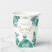 Gobelets En Papier Robe douce 16 Napkins Papillon émeraude verte (Recto)