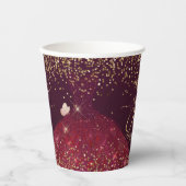 Gobelets En Papier Robe PixDezines Burgundy Gold Quinceanera  (Recto)