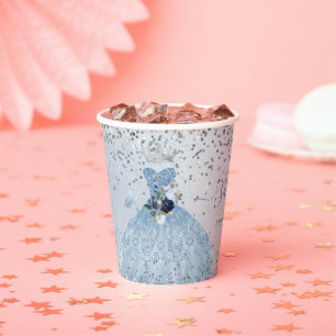 Gobelets En Papier Robe PixDezines Dusty Blue Quinceanera