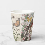 Gobelets En Papier Robin Elegant Bird Butterfly French Art (Gauche)