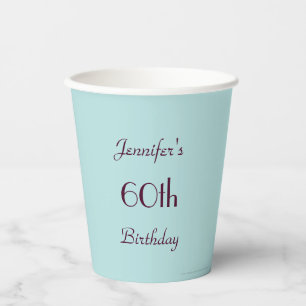Gobelets En Papier Robins Oeuf Bleu 60e fête d'anniversaire Minimalis