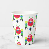 Gobelets En Papier Robots colorés fête d'anniversaire (Verso)