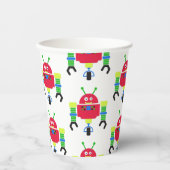 Gobelets En Papier Robots colorés fête d'anniversaire (Recto)