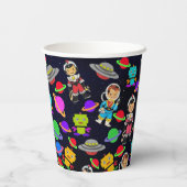 Gobelets En Papier Robots rétro-enfants et astronautes (Verso)