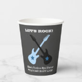 Gobelets En Papier Rock-a-Bye Rock Star Guitar Boy Baby shower (Recto)