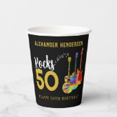 Gobelets En Papier Rock and Roll 50th Birthday Party Nom (Verso)