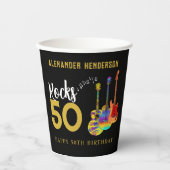 Gobelets En Papier Rock and Roll 50th Birthday Party Nom (Recto)