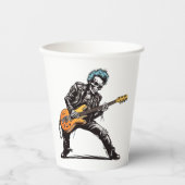 Gobelets En Papier Rock and Roll Skeletons Anniversaire (Recto)