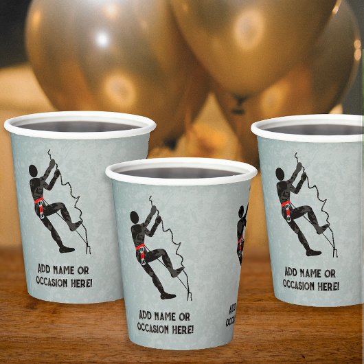 Gobelets En Papier Rock Climber Thème masculin célébration propre tex