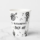 Gobelets En Papier Rock et Roll Black & White Anniversaire Party (Verso)
