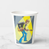 Gobelets En Papier Rock Guitarist 70s Style Musician (Recto)