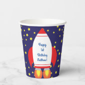 Gobelets En Papier Rocketship Outer Space mignon Enfant Anniversaire (Verso)