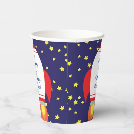 Gobelets En Papier Rocketship Outer Space mignon Enfant Anniversaire (Droite)