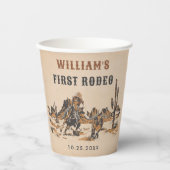 Gobelets En Papier Rodeo Western Cowboy 1ère fête d'anniversaire (Recto)
