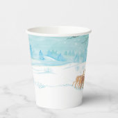Gobelets En Papier Roe Deer hiver paysage de forêt enneigée (Gauche)