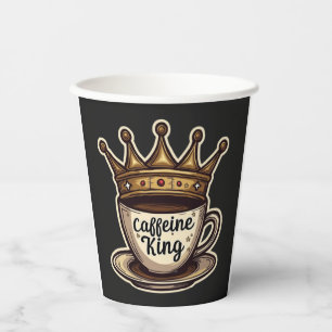 Gobelets En Papier Roi de la Caféine - Couronné par le Café