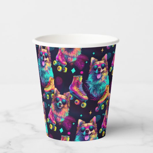Gobelets En Papier Roller Skate Disco Chien (Recto)