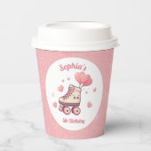 Gobelets En Papier Roller Skate rose Parties scintillant Fille d'anni (Recto)