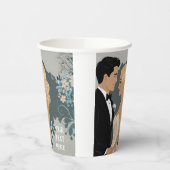 Gobelets En Papier Romance intemporelle : Aquarelle de mariée et d'ar (Gauche)