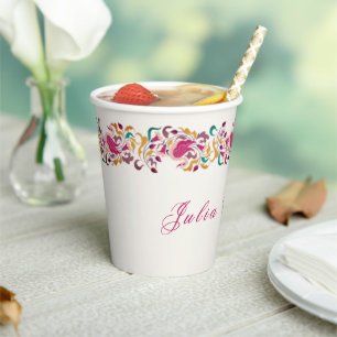 Gobelets En Papier Romantique classique Pearl Swan Mariage de cadre f