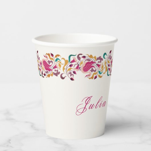 Gobelets En Papier Romantique classique Pearl Swan Mariage de cadre f (Recto)