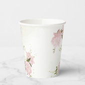 Gobelets En Papier romantique fleurs roses verdure (Gauche)