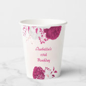Gobelets En Papier romantique fuchsia fleurs blanches botanique (Verso)