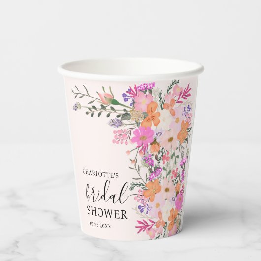 Gobelets En Papier Romantique pastel fleurs sauvages printemps nuptia (Verso)