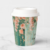 Gobelets En Papier Romantique Turquoise Flush Fleurs Fête des mariées (Droite)