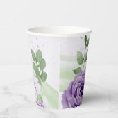 Gobelets En Papier romantique violet lavande fleurs vert feuille (Droite)