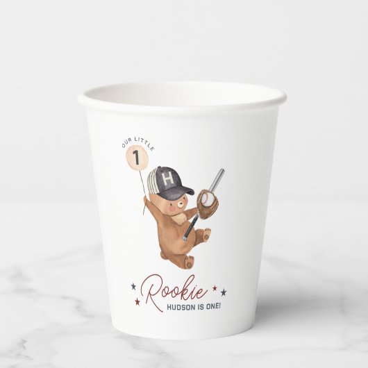 Gobelets En Papier Rookie 1er Ours d'anniversaire (Recto)