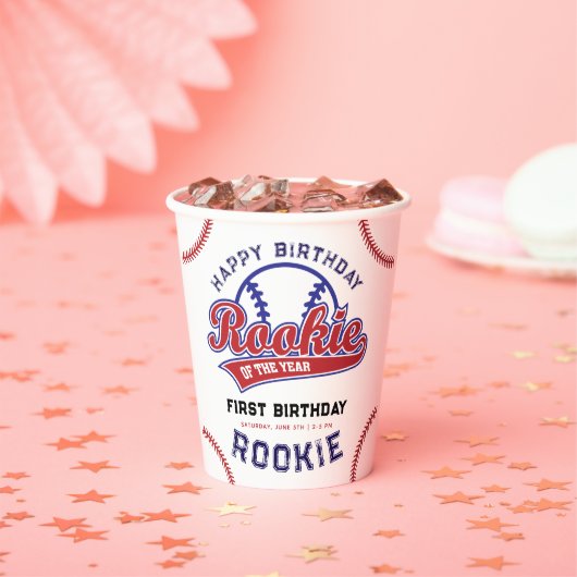 Gobelets En Papier Rookie de l'année 1er anniversaire baseball (Insitu)
