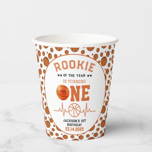Gobelets En Papier Rookie de l'année 1er anniversaire de basket-ball (Recto)