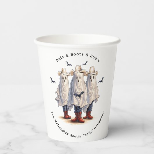 Gobelets En Papier Rootin’ Tootin’ Cowboy Ghosts Halloween de l'Ouest (Verso)