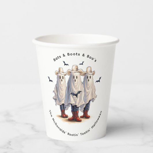 Gobelets En Papier Rootin’ Tootin’ Cowboy Ghosts Halloween de l'Ouest (Recto)