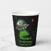 Gobelets En Papier Roquette avec photo | OVNI Alien Astronaut Anniver (Verso)