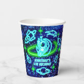 Gobelets En Papier Roquette de l'astronaute spatial bleu brillant Neo (Verso)