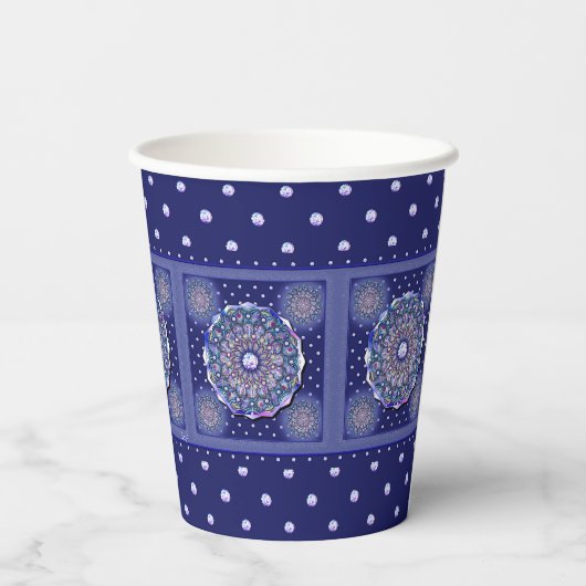 Gobelets En Papier Rosace bleue (Verso)