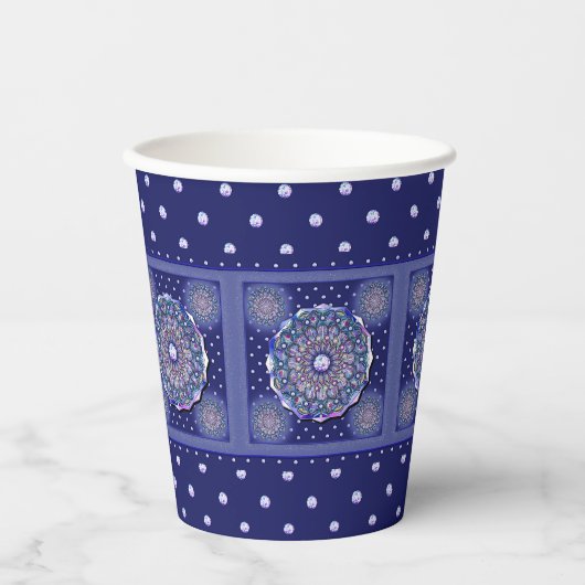 Gobelets En Papier Rosace bleue (Recto)